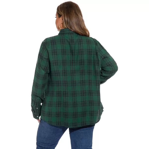 LALAGEN Plus Size Flannel Shirts for Women 2023 Oversized Boyfriend Plaid Shirt Casual Loose Long Sleeve Button Down BlouseAgreen