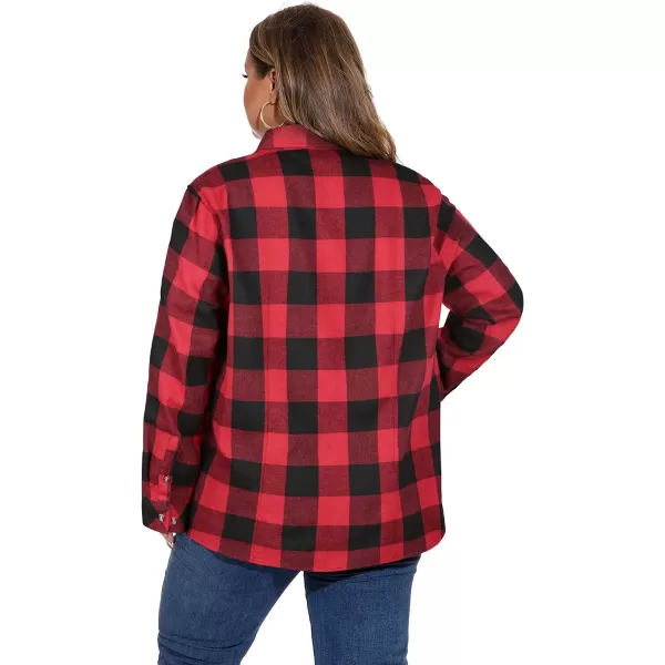 LALAGEN Plus Size Flannel Shirts for Women 2023 Oversized Boyfriend Plaid Shirt Casual Loose Long Sleeve Button Down BlouseBchristmas Red