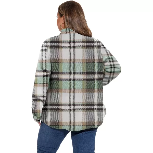 LALAGEN Plus Size Flannel Shirts for Women 2023 Oversized Boyfriend Plaid Shirt Casual Loose Long Sleeve Button Down BlouseZbrown Green