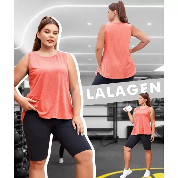 LALAGEN Plus Size Womens Workout Tank Tops Sleeveless Flowy Yoga Athletic Running ShirtsCoral Pink