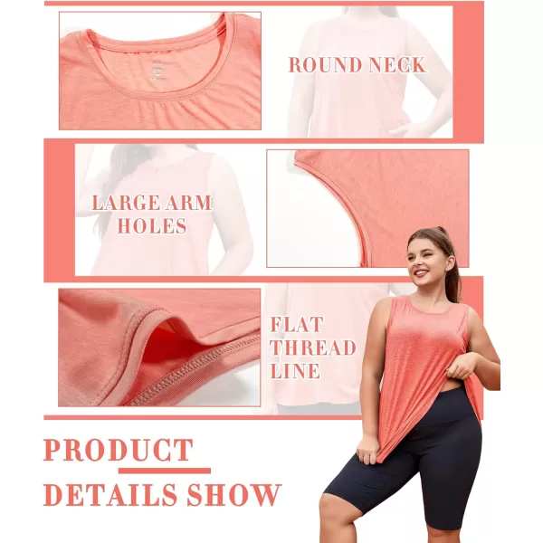 LALAGEN Plus Size Womens Workout Tank Tops Sleeveless Flowy Yoga Athletic Running ShirtsCoral Pink