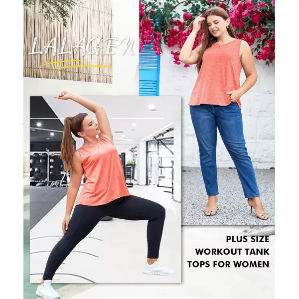 LALAGEN Plus Size Womens Workout Tank Tops Sleeveless Flowy Yoga Athletic Running ShirtsCoral Pink