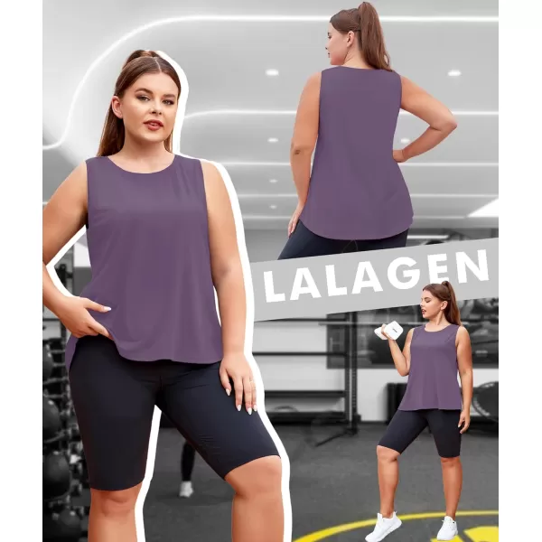 LALAGEN Plus Size Womens Workout Tank Tops Sleeveless Flowy Yoga Athletic Running ShirtsPurple