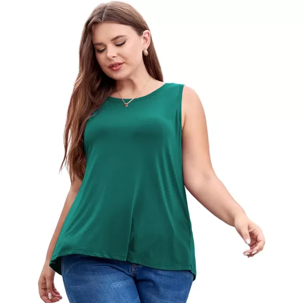 LALAGEN Plus Size Womens Workout Tank Tops Sleeveless Flowy Yoga Athletic Running ShirtsZdark Green