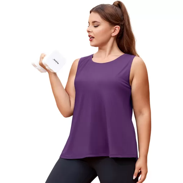 LALAGEN Plus Size Womens Workout Tank Tops Sleeveless Flowy Yoga Athletic Running ShirtsZgemstone Purple