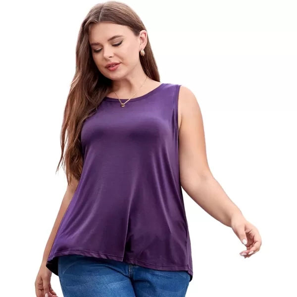 LALAGEN Plus Size Womens Workout Tank Tops Sleeveless Flowy Yoga Athletic Running ShirtsZgemstone Purple