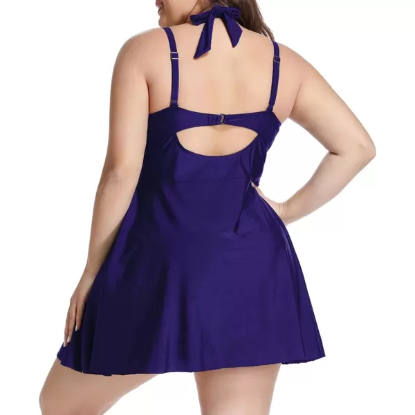 LALAGEN Womens Halter Swimdress Plus Size Two Piece Swimsuit Tankini SetNavy