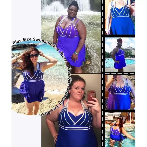 LALAGEN Womens Halter Swimdress Plus Size Two Piece Swimsuit Tankini SetNavy