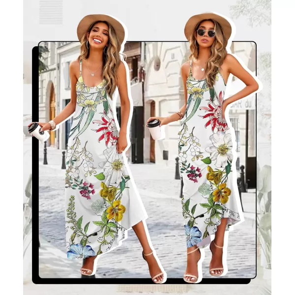 Wolddress Womens 2024 Casual Sleeveless Sundress Plus Size Loose Plain Long Summer Beach Maxi Dress with Pockets S5XZcolor Floral