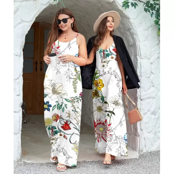 Wolddress Womens 2024 Casual Sleeveless Sundress Plus Size Loose Plain Long Summer Beach Maxi Dress with Pockets S5XZcolor Floral