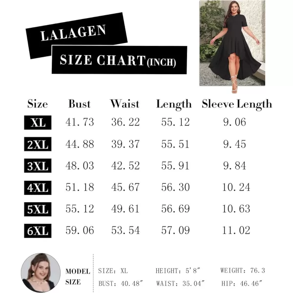 LALAGEN Plus Size Maxi Dress for Women Casual Short Sleeve Ruffle Flowy High Low Summer Long Dress 1X6XBlack