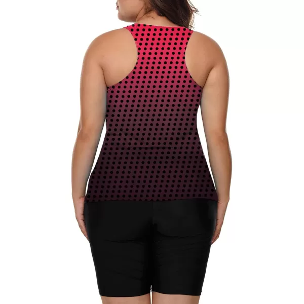 LALAGEN Womens 2024 Plus Size Tankini Swimsuits Rash Guard Capris Athletic Two Piece Swimwear Bathing Suits S5XPolkadot Red Black