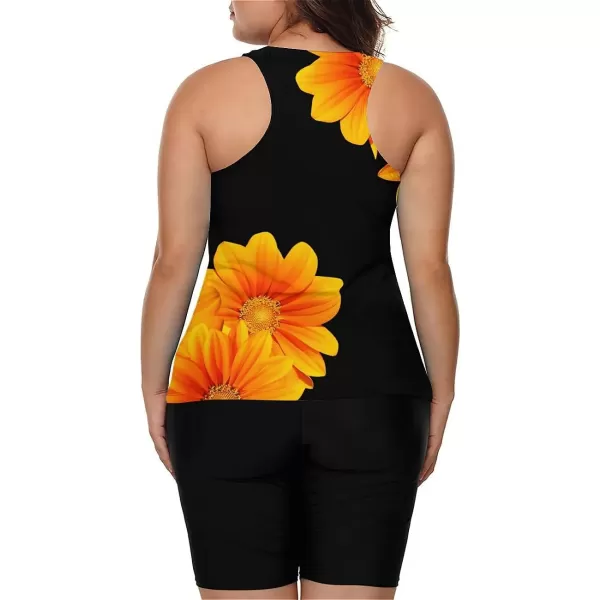 LALAGEN Womens 2024 Plus Size Tankini Swimsuits Rash Guard Capris Athletic Two Piece Swimwear Bathing Suits S5XZyellow Flower