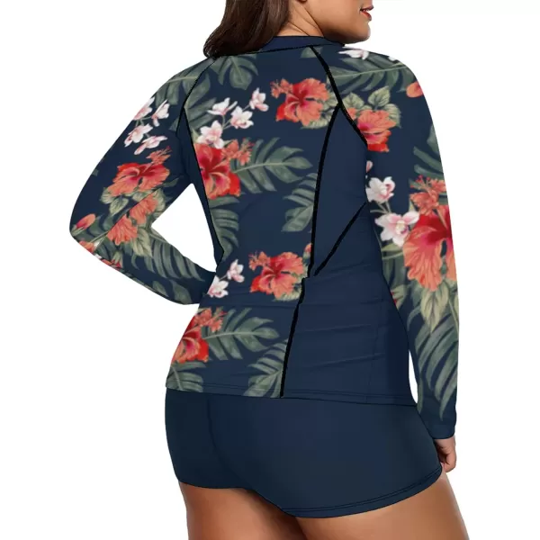 LALAGEN Womens Long Sleeve Sun Protection Rashguard Swimwear Athletic TankiniPrint Floral