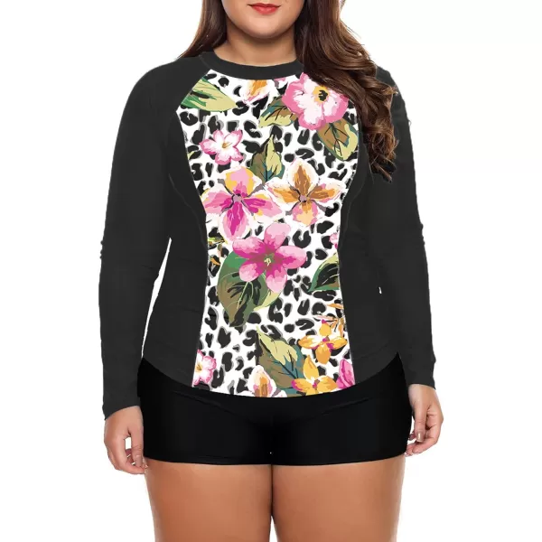 LALAGEN Womens Long Sleeve Sun Protection Rashguard Swimwear Athletic TankiniPrint Peony