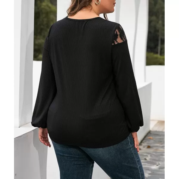 LALAGEN Womens Plus Size Blouses Casual Lace Long Sleeves V Neck Tops T ShirtLALAGEN Womens Plus Size Blouses Casual Lace Long Sleeves V Neck Tops T Shirt