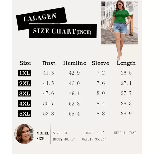 LALAGEN Womens Plus Size Summer Work Tops Textured Short Sleeve Crew Neck Tunic Business Casual T Shirt Basic Top BlouseGreen