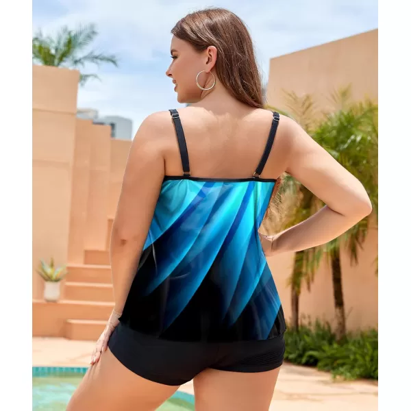 LALAGEN Womens Plus Size Tankini Swimsuit Two Piece Bathing Suits Swim Tank Top with Boy Short L5XZblue Black