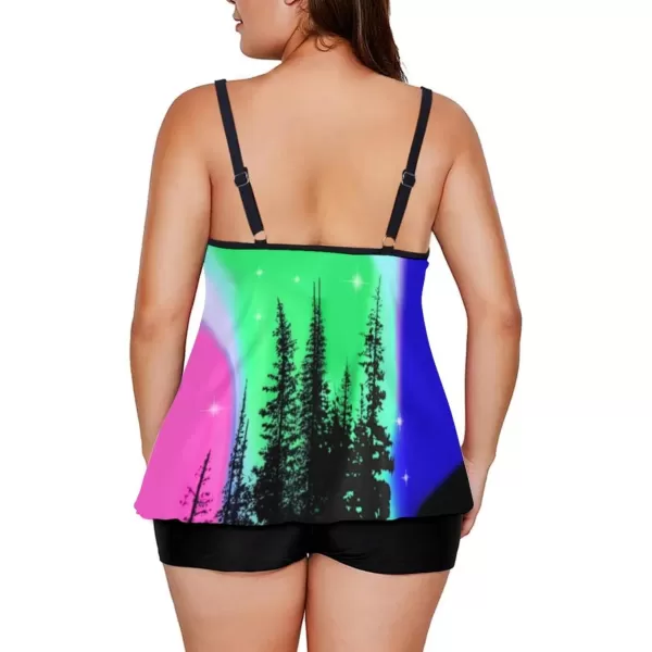 LALAGEN Womens Plus Size Tankini Swimsuit Two Piece Bathing Suits Swim Tank Top with Boy Short L5XZcolored Tree