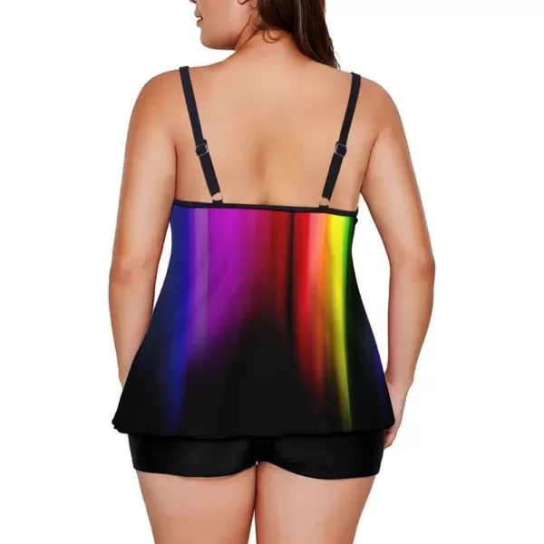 LALAGEN Womens Plus Size Tankini Swimsuit Two Piece Bathing Suits Swim Tank Top with Boy Short L5XZrainbow Print