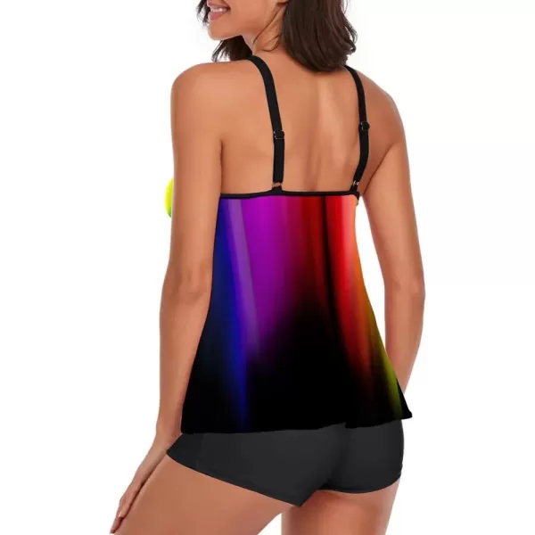 LALAGEN Womens Plus Size Tankini Swimsuit Two Piece Bathing Suits Swim Tank Top with Boy Short L5XZrainbow Print