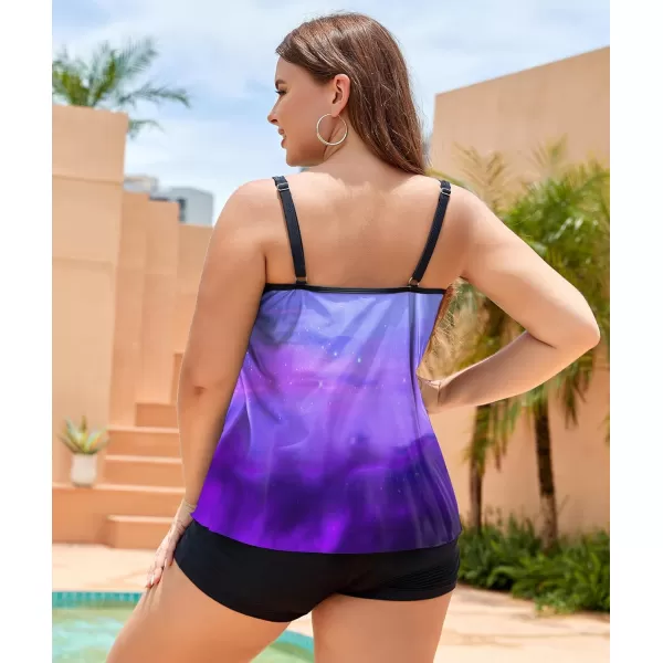 LALAGEN Womens Plus Size Tankini Swimsuit Two Piece Bathing Suits Swim Tank Top with Boy Short L5XZskarry Star