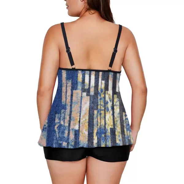 LALAGEN Womens Plus Size Tankini Swimsuit Two Piece Bathing Suits Swim Tank Top with Boy Short L5XZtie Dye Blue