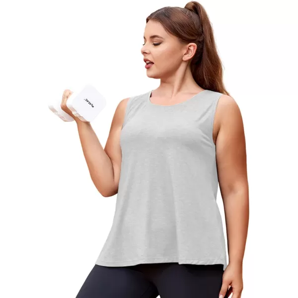 LALAGEN 2023 Plus Size Workout Tank Tops for Women Loose Fit Sleeveless Flowy Sports Yoga Athletic Running Shirts L5XGray