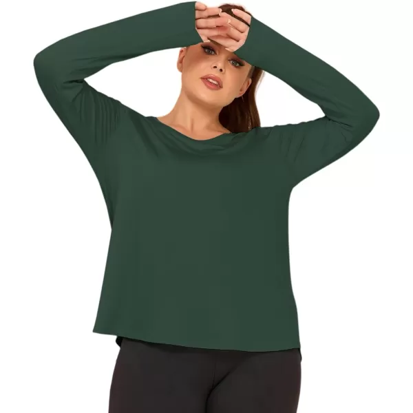 LALAGEN 2023 Plus Size Workout Tank Tops for Women Loose Fit Sleeveless Flowy Sports Yoga Athletic Running Shirts L5XLong Sleeve Green