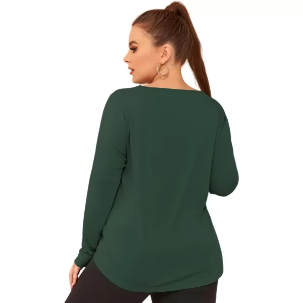 LALAGEN 2023 Plus Size Workout Tank Tops for Women Loose Fit Sleeveless Flowy Sports Yoga Athletic Running Shirts L5XLong Sleeve Green