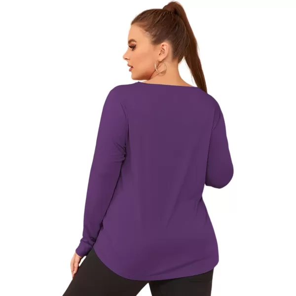 LALAGEN 2023 Plus Size Workout Tank Tops for Women Loose Fit Sleeveless Flowy Sports Yoga Athletic Running Shirts L5XLong Sleeve Purple