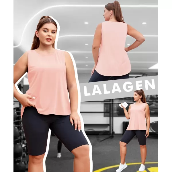 LALAGEN 2023 Plus Size Workout Tank Tops for Women Loose Fit Sleeveless Flowy Sports Yoga Athletic Running Shirts L5XNude