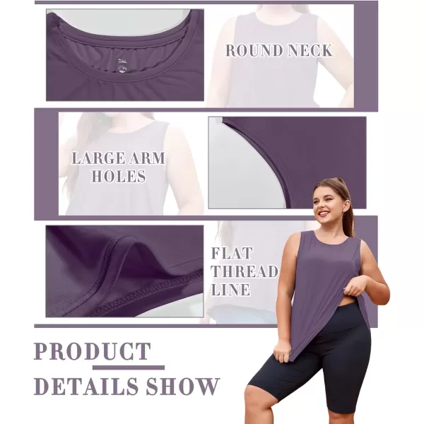 LALAGEN 2023 Plus Size Workout Tank Tops for Women Loose Fit Sleeveless Flowy Sports Yoga Athletic Running Shirts L5XPurple