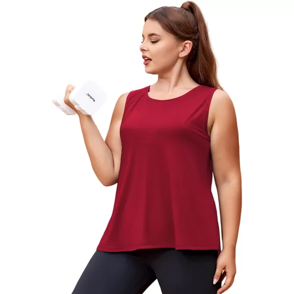 LALAGEN 2024 Plus Size Workout Tank Tops for Women Loose Fit Racerback Sleeveless Flowy Yoga Athletic Running Shirts L5XZred