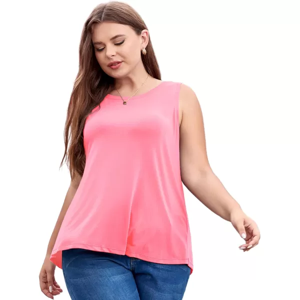 LALAGEN 2024 Plus Size Workout Tank Tops for Women Loose Fit Racerback Sleeveless Flowy Yoga Athletic Running Shirts L5XZrubber Pink