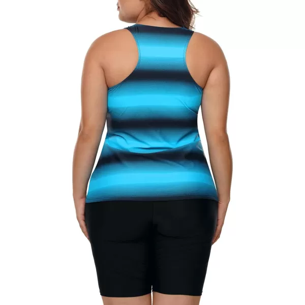 LALAGEN Womens 2024 Plus Size Tankini Swimsuits Rash Guard Capris Athletic Two Piece Swimwear Bathing Suits S5XBlue Black