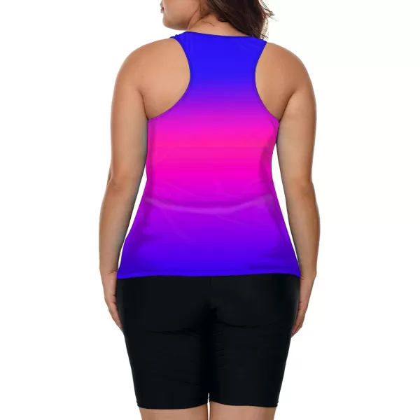 LALAGEN Womens 2024 Plus Size Tankini Swimsuits Rash Guard Capris Athletic Two Piece Swimwear Bathing Suits S5XBlue Purple