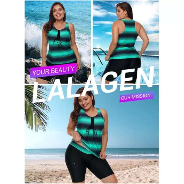 LALAGEN Womens 2024 Plus Size Tankini Swimsuits Rash Guard Capris Athletic Two Piece Swimwear Bathing Suits S5XGreen