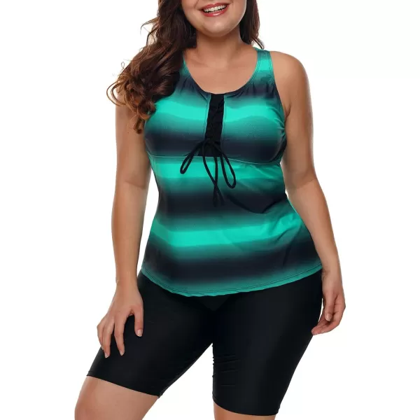 LALAGEN Womens 2024 Plus Size Tankini Swimsuits Rash Guard Capris Athletic Two Piece Swimwear Bathing Suits S5XGreen