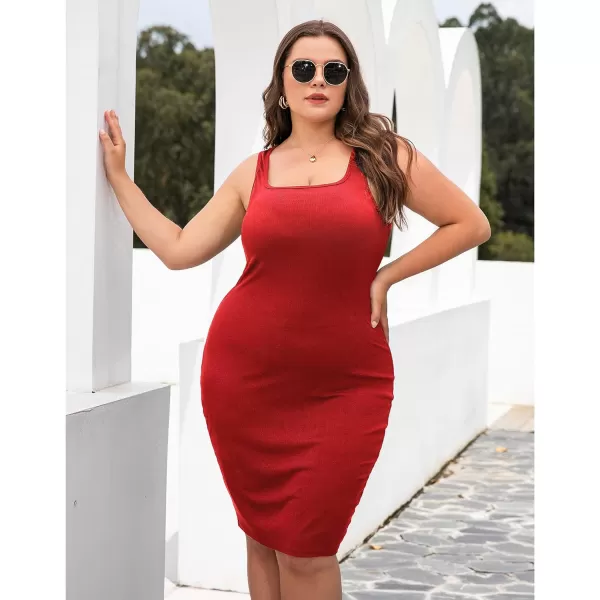 LALAGEN Womens Plus Size Casual Tank Dress Sexy Sleeveless Bodycon Party Midi DressAred