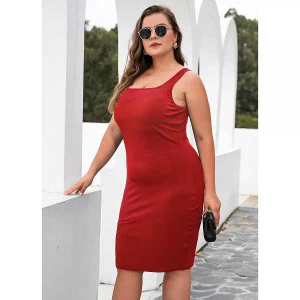 LALAGEN Womens Plus Size Casual Tank Dress Sexy Sleeveless Bodycon Party Midi DressAred