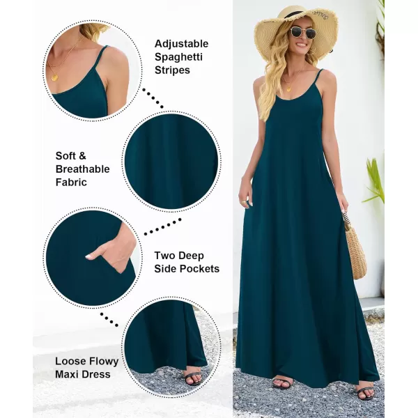 Wolddress Womens 2023 Casual Sleeveless Sundress Plus Size Loose Plain Long Summer Beach Maxi Dress with Pockets S5XDeep Green