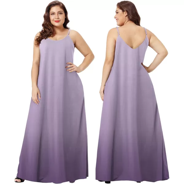 Wolddress Womens 2023 Casual Sleeveless Sundress Plus Size Loose Plain Long Summer Beach Maxi Dress with Pockets S5XGradientlight Purple