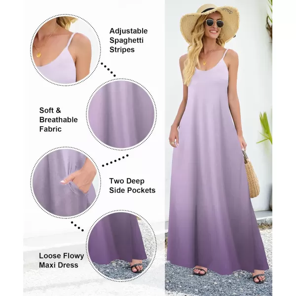 Wolddress Womens 2023 Casual Sleeveless Sundress Plus Size Loose Plain Long Summer Beach Maxi Dress with Pockets S5XGradientlight Purple