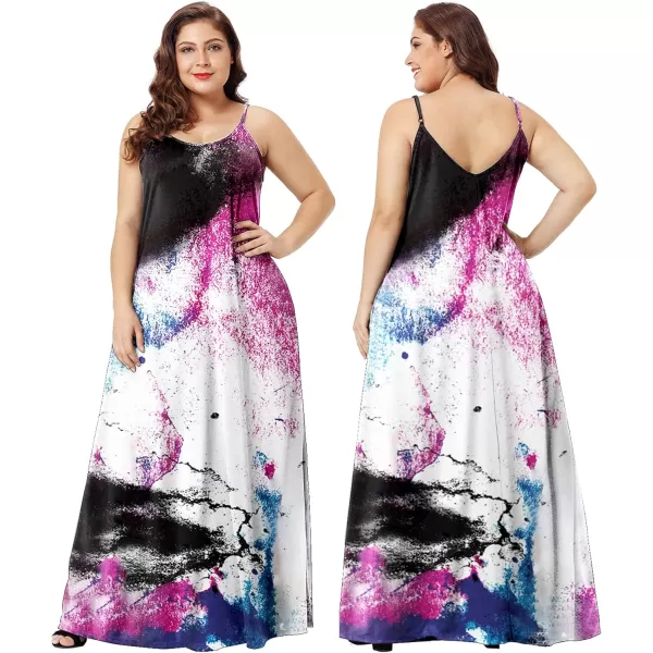 Wolddress Womens 2023 Casual Sleeveless Sundress Plus Size Loose Plain Long Summer Beach Maxi Dress with Pockets S5XMulticolour