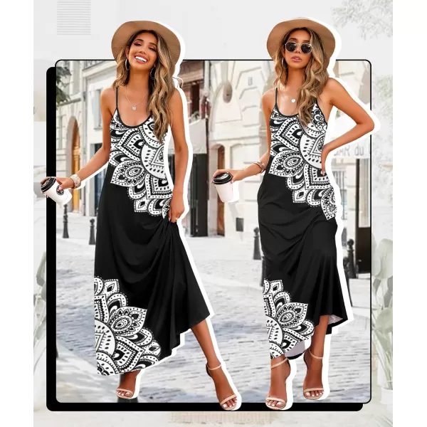 Wolddress Womens 2023 Casual Sleeveless Sundress Plus Size Loose Plain Long Summer Beach Maxi Dress with Pockets S5XPaisley Floral White