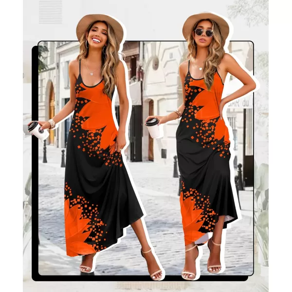 Wolddress Womens 2023 Casual Sleeveless Sundress Plus Size Loose Plain Long Summer Beach Maxi Dress with Pockets S5XSunflower Orange