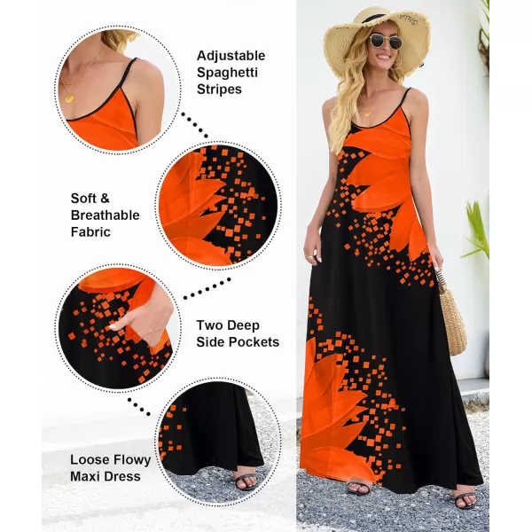 Wolddress Womens 2023 Casual Sleeveless Sundress Plus Size Loose Plain Long Summer Beach Maxi Dress with Pockets S5XSunflower Orange