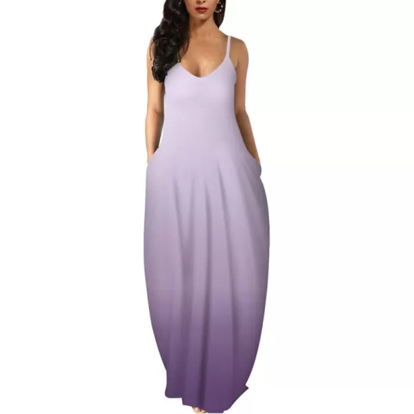 Wolddress Womens 2024 Casual Sleeveless Sundress Plus Size Loose Plain Long Summer Beach Maxi Dress with Pockets S5XGradientlight Purple