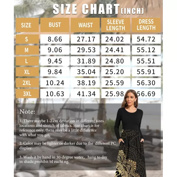 Wolddress Womens Casual Sleeveless Plus Size Loose Plain Long Maxi Dress with Pockets Long SleeveMandala Black 1X XLargeWolddress Womens Casual Sleeveless Plus Size Loose Plain Long Maxi Dress with Pockets Long SleeveMandala Black 1X XLarge